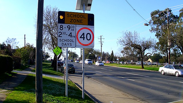 LED school zone sign in Australia